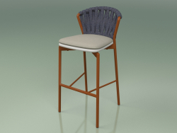 Bar stool 250 (Metal Rust, Polyurethane Resin Gray, Padded Belt Gray-Blue)