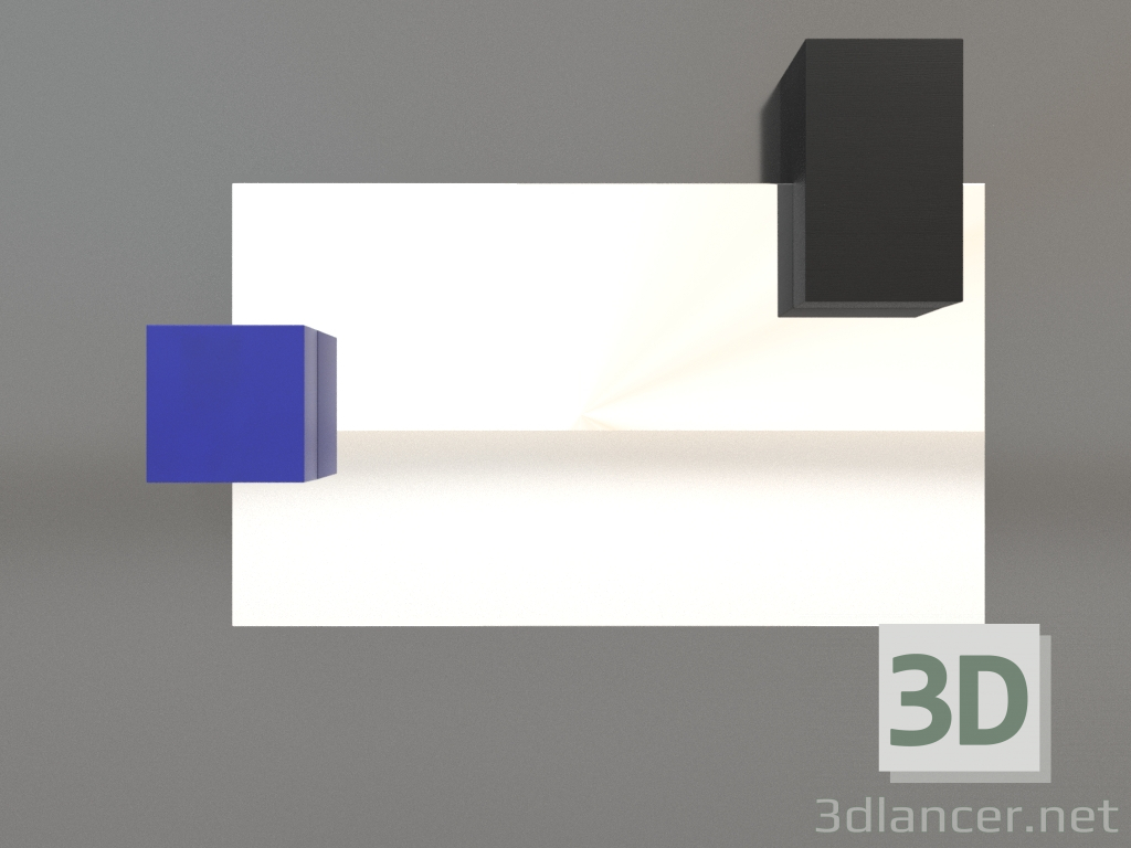 3 डी मॉडल मिरर ZL 07 (817х568, लकड़ी काला, नीला) - पूर्वावलोकन