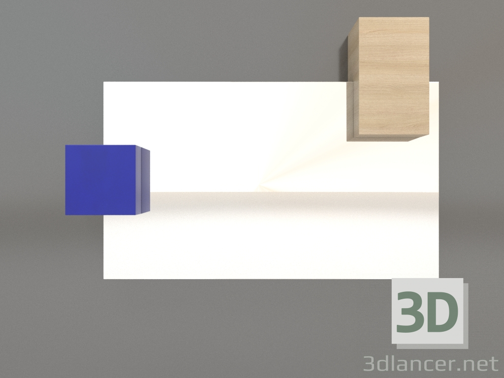 modello 3D Specchio ZL 07 (817х568, legno bianco, blu) - anteprima