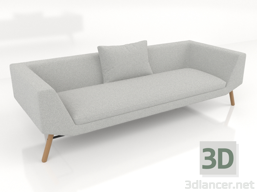 modello 3D Divano 3 posti (gambe in legno) - anteprima