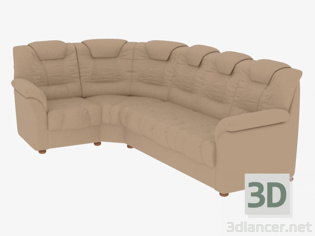 3d model Sofá de esquina de cuero (1C3) - vista previa