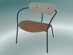 Chair Pavilion (AV6, H 70cm, 65x69cm, Rovere laccato, Pelle - Seta cognac)