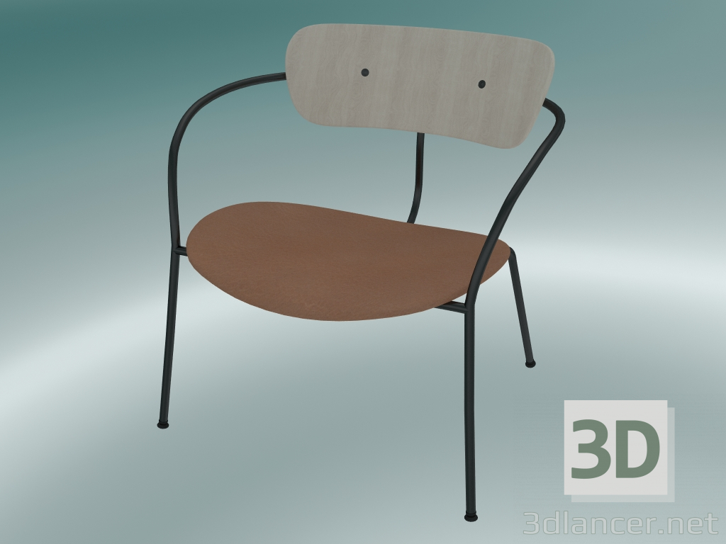 3d model Chair Pavilion (AV6, H 70cm, 65x69cm, Lacquered oak, Leather - Cognac Silk) - preview