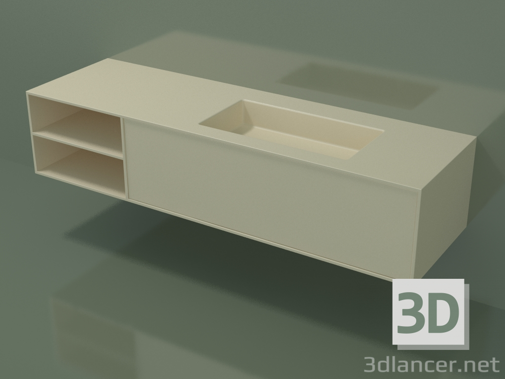 modèle 3D Lavabo avec tiroir et compartiment (06UC924D2, Bone C39, L 168, P 50, H 36 cm) - preview