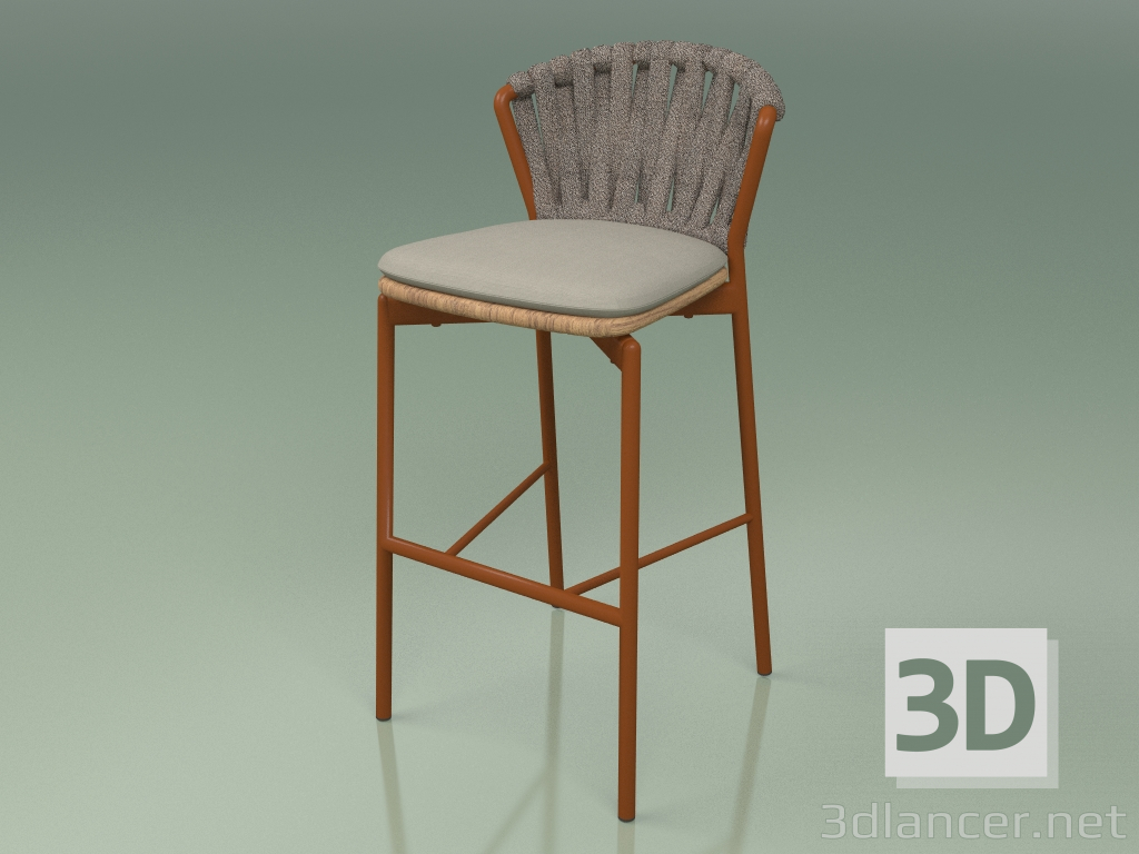 3d model Bar stool 250 (Metal Rust, Teak, Padded Belt Gray-Sand) - preview