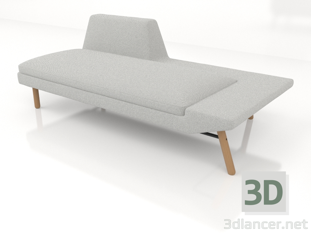 modello 3D Chaise longue aperta 186 con bracciolo a sinistra (gambe in legno) - anteprima