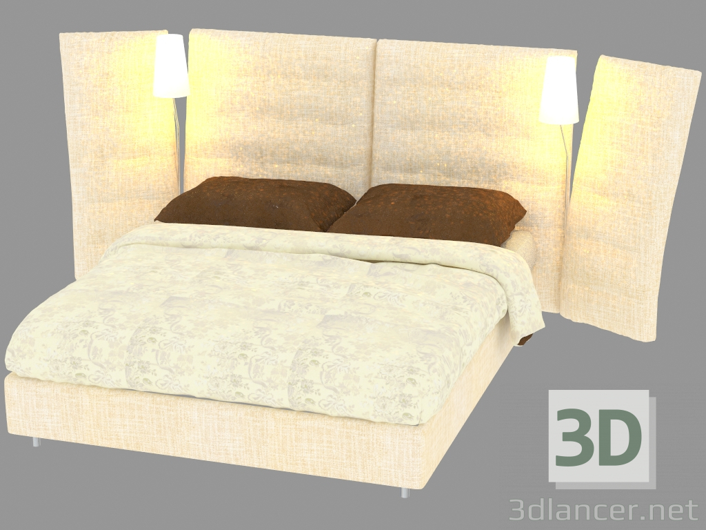 3 डी मॉडल डबल बेड कोण - पूर्वावलोकन