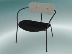 Pabellón de la silla (AV6, H 70cm, 65x69cm, Roble lacado, Cuero - Seda negra)