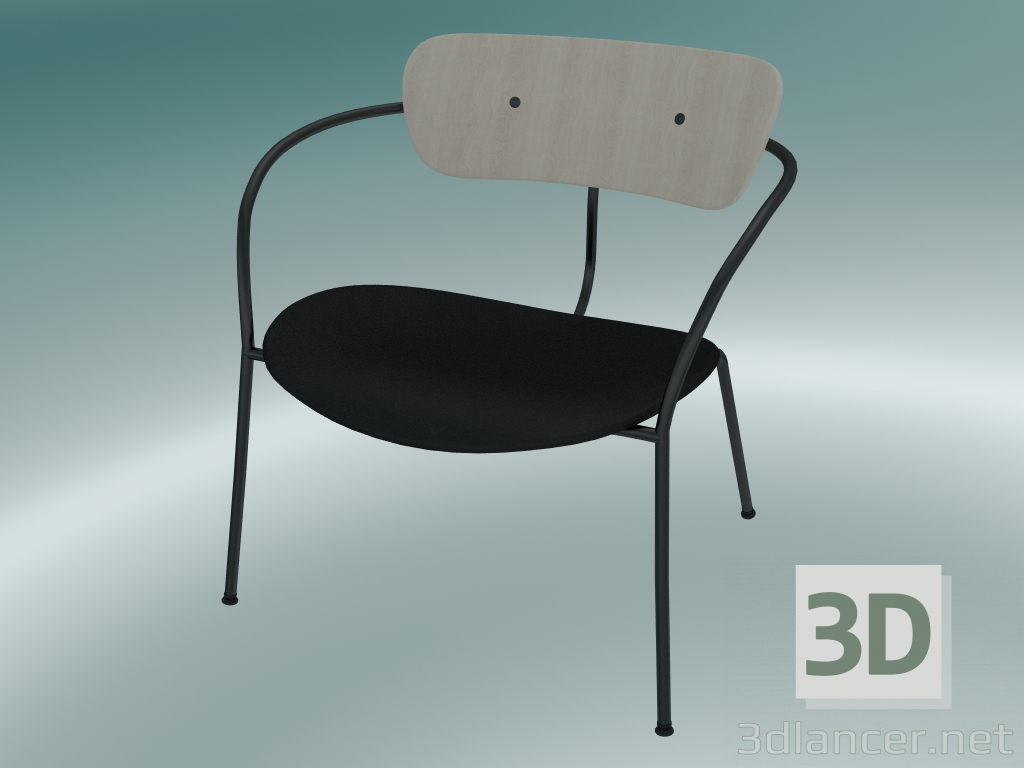 3D modeli Sandalye Döşeme (AV6, H 70cm, 65x69cm, Lake Meşe, Deri - Siyah İpek) - önizleme