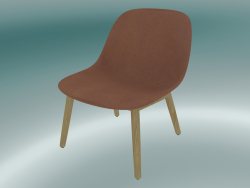 Rest chair with wooden base Fiber (Cognac Silk leather, Oak)