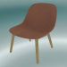 Modelo 3d Cadeira de descanso com base de madeira Fiber (Cognac Silk leather, Oak) - preview