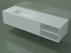 Lavabo avec tiroir et compartiment (06UC924S2, Glacier White C01, L 168, P 50, H 36 cm)