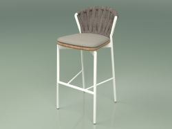Bar stool 250 (Metal Milk, Teak, Padded Belt Gray-Sand)