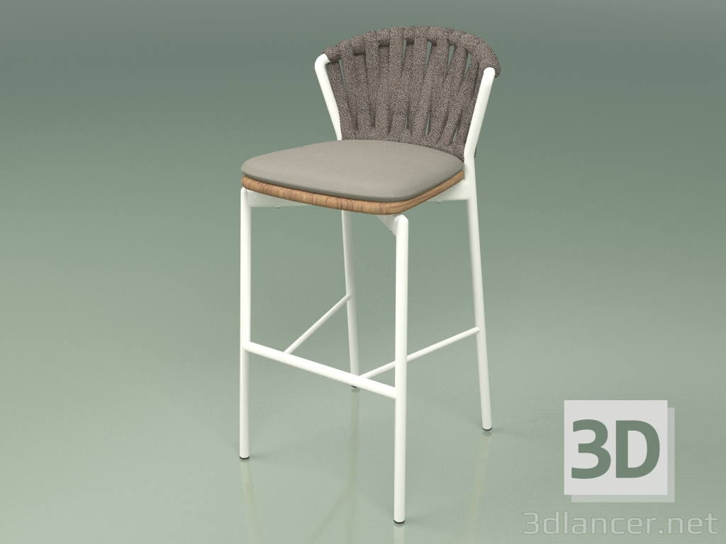 3D Modell Barhocker 250 (Metal Milk, Teak, Padded Belt Grey-Sand) - Vorschau