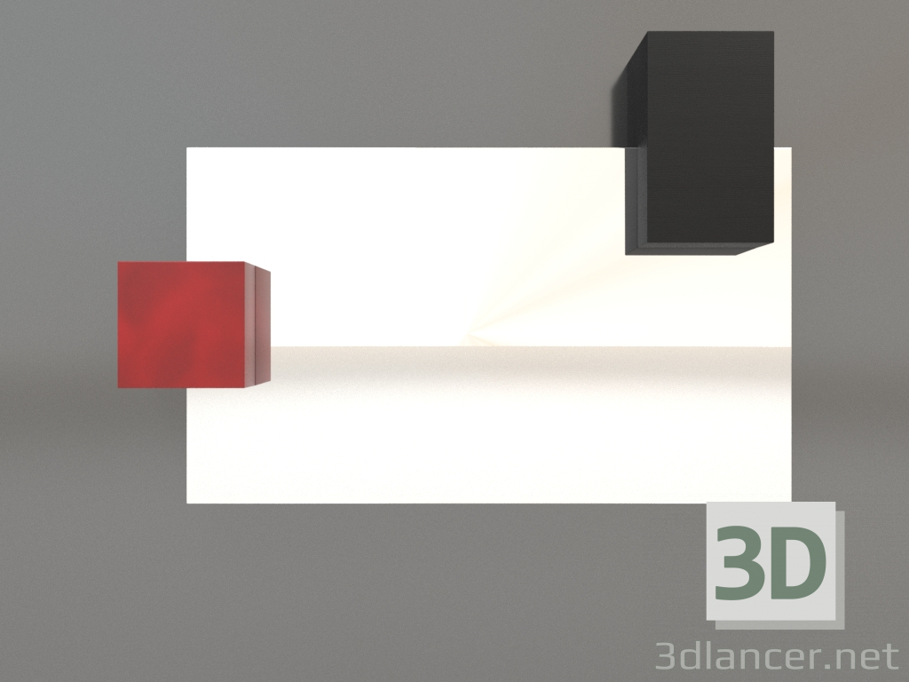 3 डी मॉडल मिरर ZL 07 (817х568, लकड़ी काला, लाल) - पूर्वावलोकन