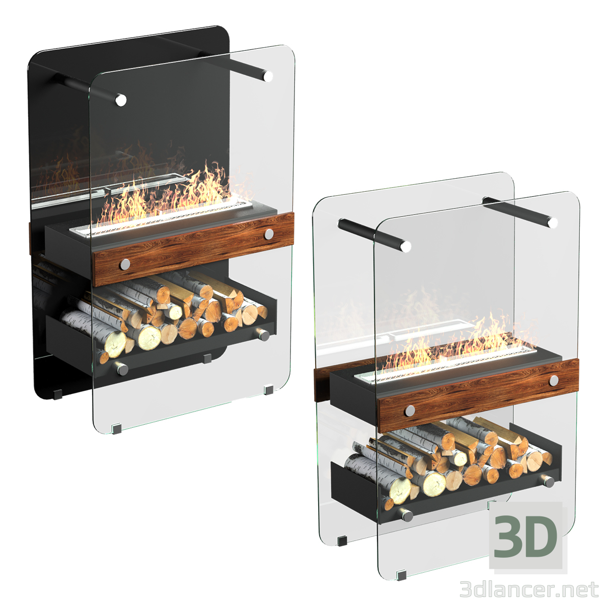 3D Zemin biyo-şömine Lux Fire "Friday W" modeli satın - render