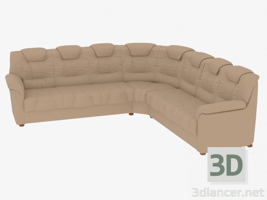 Modelo 3d Sofá de canto de couro (3C3) - preview
