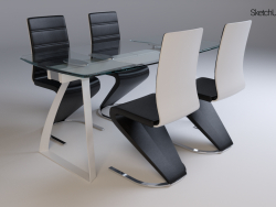 Set_LONDON (LONDON) mesa transparente com cadeiras Signal H-669 black