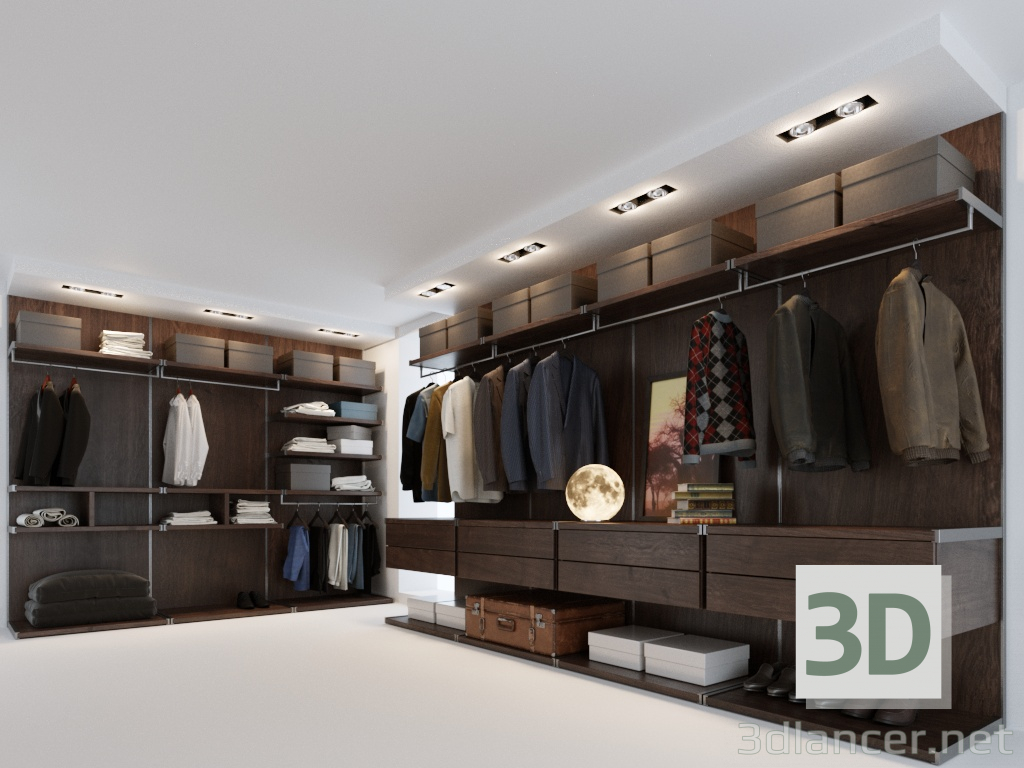 3d Modular men's wardrobe model buy - render
