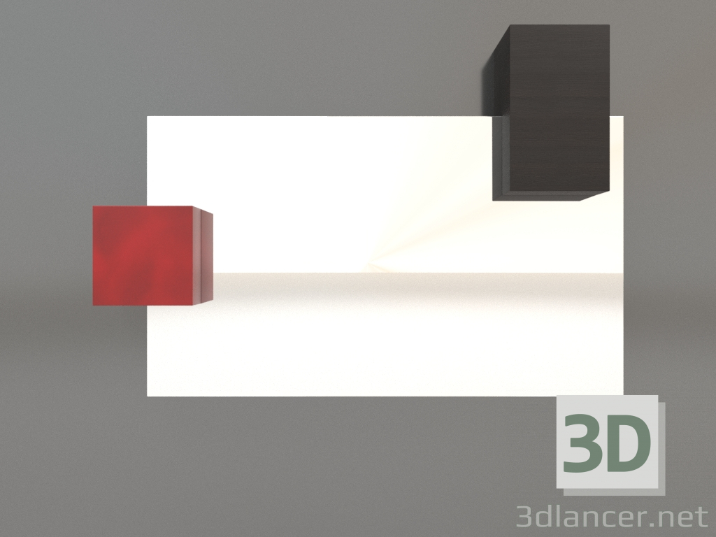 modèle 3D Miroir ZL 07 (817х568, bois brun foncé, rouge) - preview