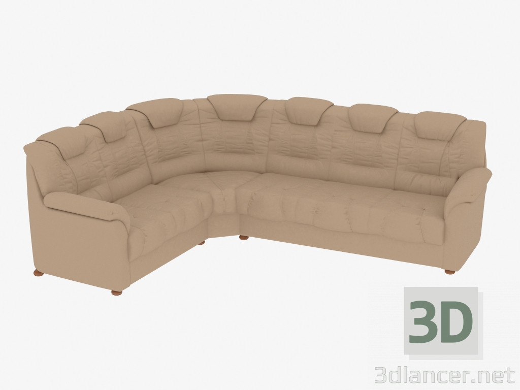 3d model Sofá de esquina de cuero (2C3) - vista previa
