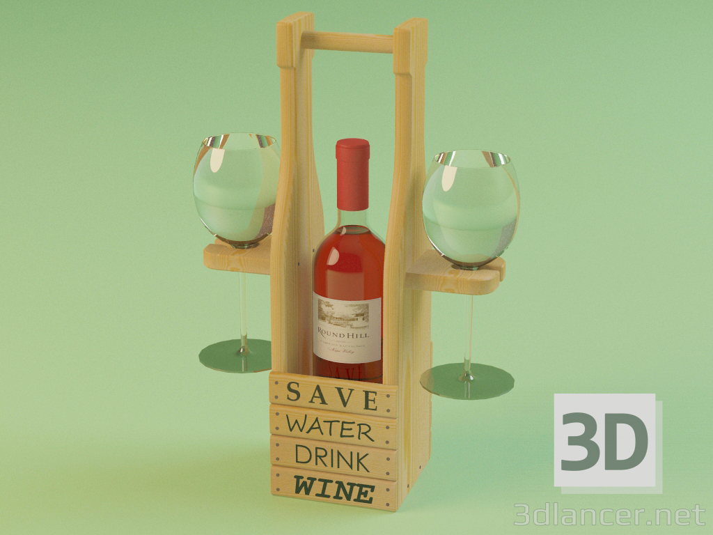 3d Stand for a bottle of wine and glasses model buy - render 3d Stand for a bottle of wine and glasses model buy - render