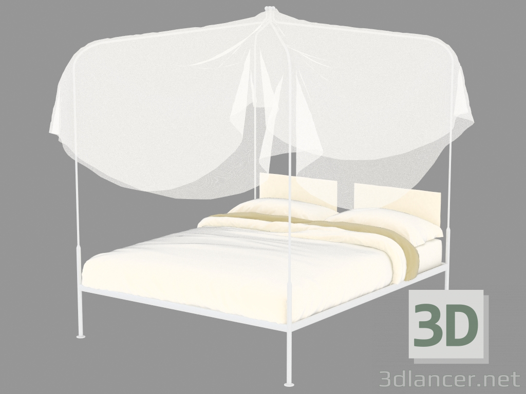 3D Modell Doppelbett mit Baldachin Krim - Vorschau
