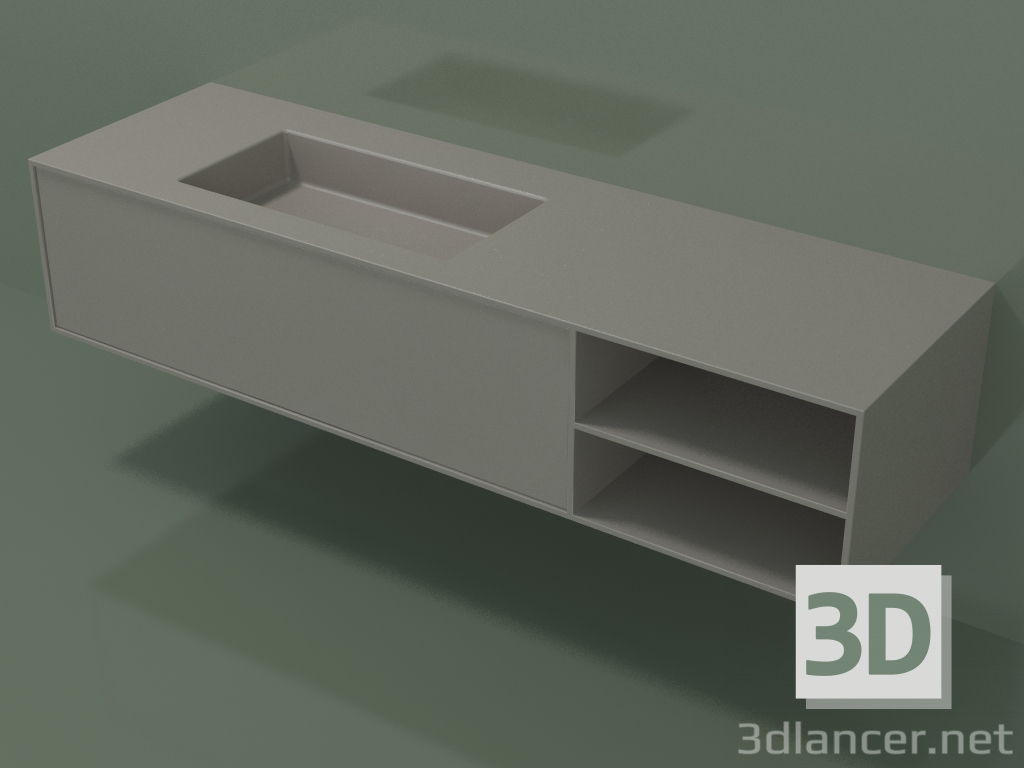 modello 3D Lavabo con cassetto e vano (06UC924S2, Clay C37, L 168, P 50, H 36 cm) - anteprima