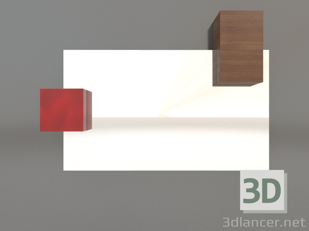 3 डी मॉडल मिरर ZL 07 (817x568, वुड ब्राउन लाइट, रेड) - पूर्वावलोकन