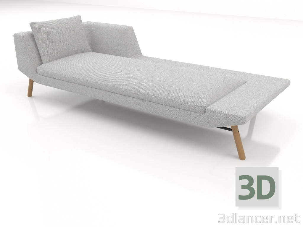 modello 3D Chaise longue 240 con bracciolo a sinistra (gambe in legno) - anteprima