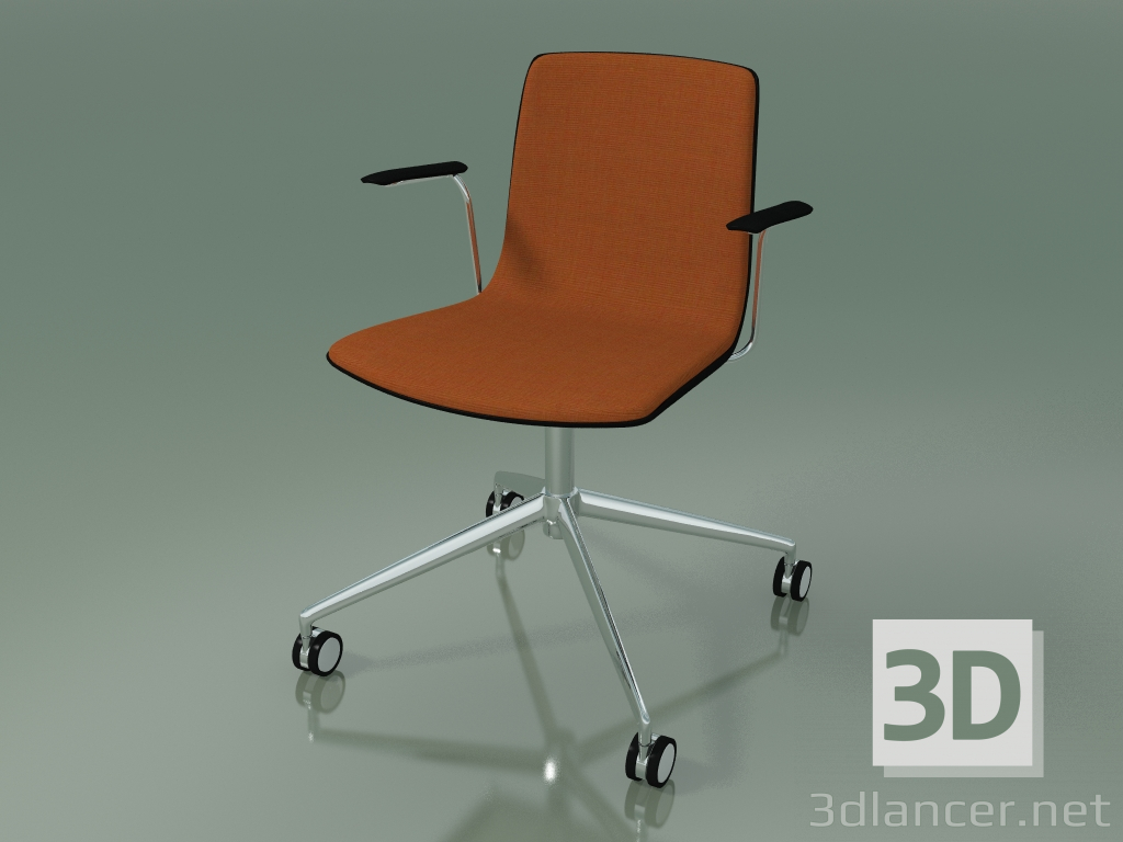 3d model Chair 5918 (on casters, with upholstery in the front, with armrests, black birch) - preview
