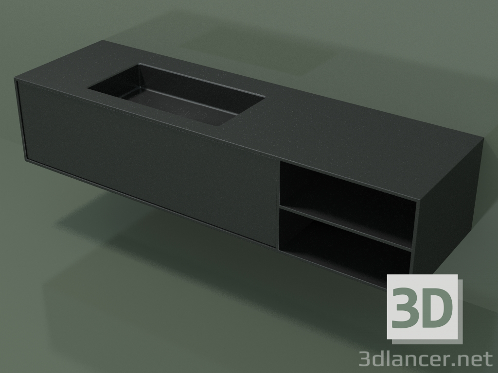 modello 3D Lavabo con cassetto e vano (06UC924S2, Deep Nocturne C38, L 168, P 50, H 36 cm) - anteprima