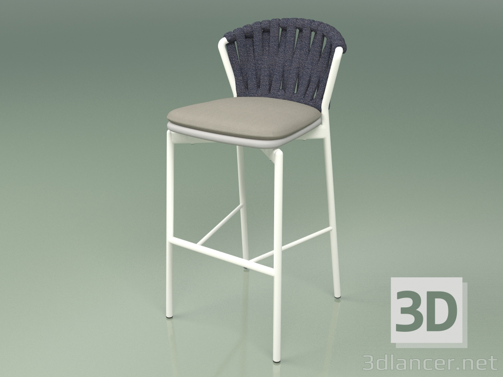 3d model Bar stool 250 (Metal Milk, Polyurethane Resin Gray, Padded Belt Gray-Blue) - preview