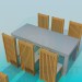 3 डी मॉडल रेस्तरां के लिए कुर्सियों के साथ तालिकाएँ - पूर्वावलोकन