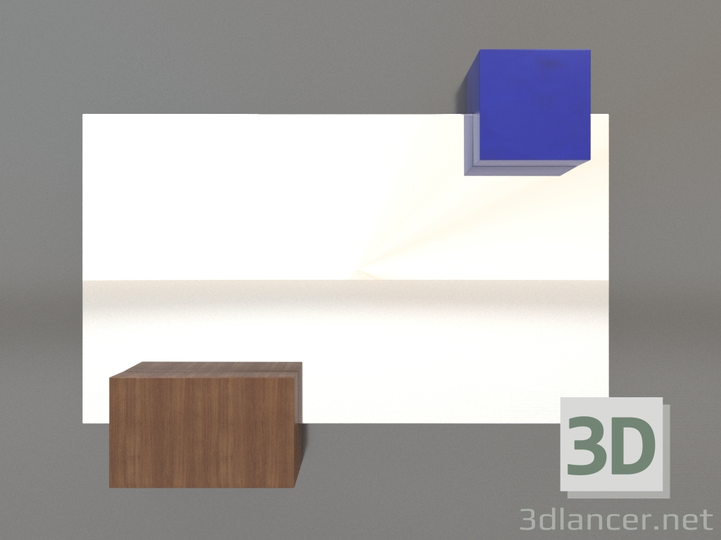 modello 3D Specchio ZL 07 (753x593, legno marrone chiaro, blu) - anteprima