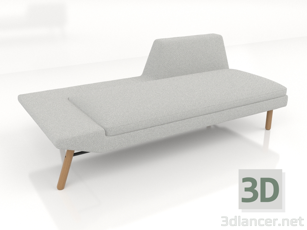 modello 3D Chaise longue aperta 186 con bracciolo a destra (gambe in legno) - anteprima