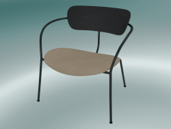 Chair Pavilion (AV6, H 70cm, 65x69cm, Black lacquered oak, Leather - Silk Aniline)