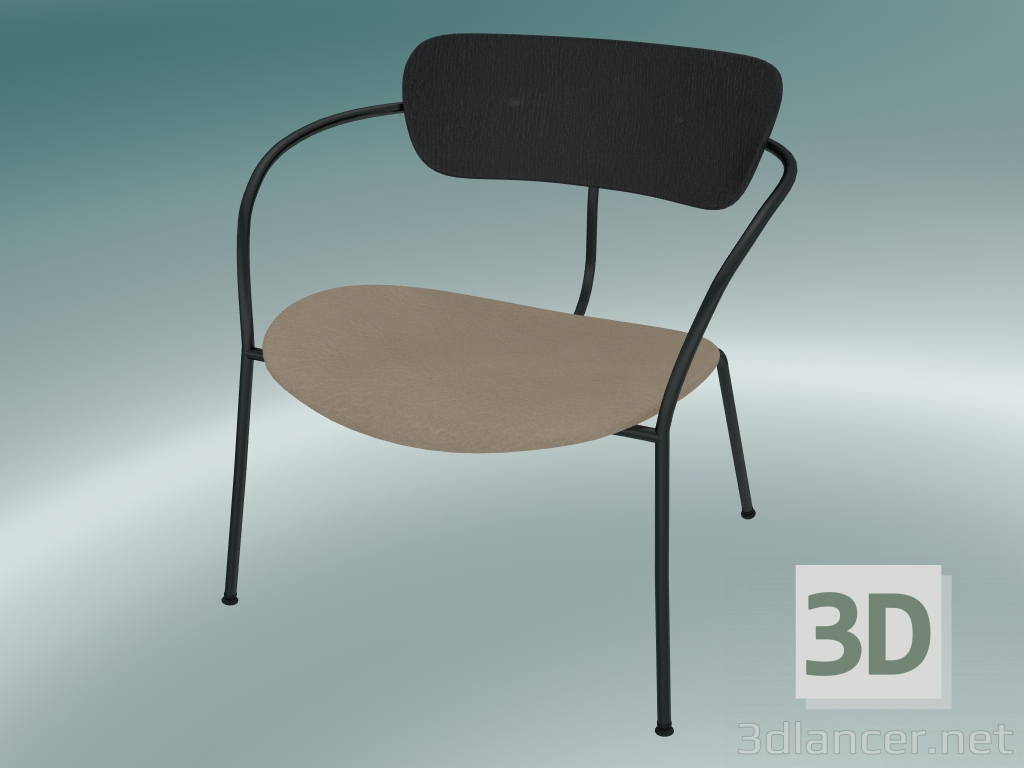 3d model Pabellón de la silla (AV6, H 70cm, 65x69cm, Roble lacado negro, Cuero - Anilina de seda) - vista previa