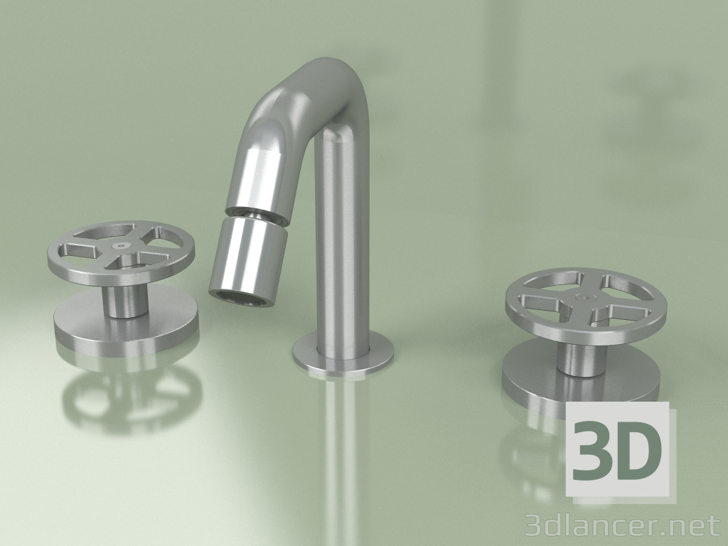 3d model 3-hole bidet mixer with adjustable spout (20 37 V, AS) - preview