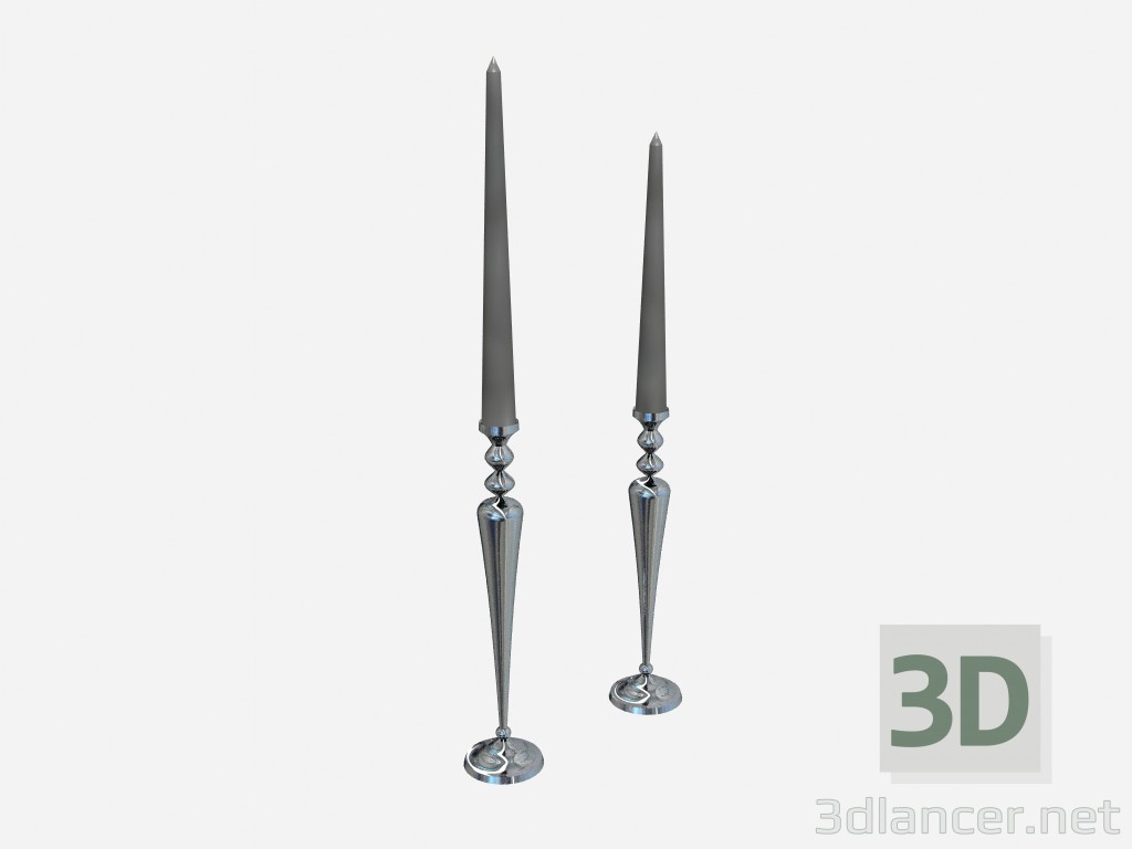 3d model Sostenedores de vela decorativos, color plata - vista previa