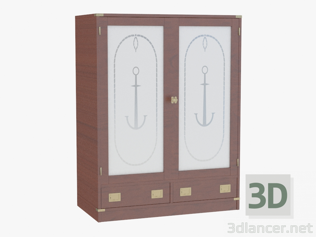 3d модель Шкаф двухдверный со стеклянными дверцами – превью