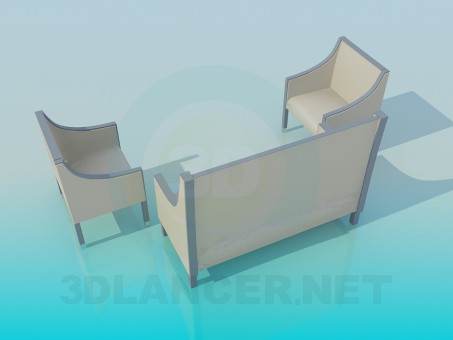 3d модель Диван и кресла – превью 3d модель Диван и кресла – превью