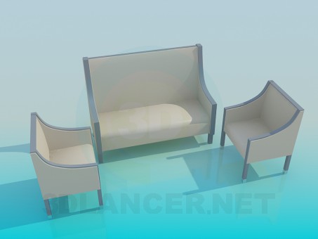 3d модель Диван и кресла – превью 3d модель Диван и кресла – превью