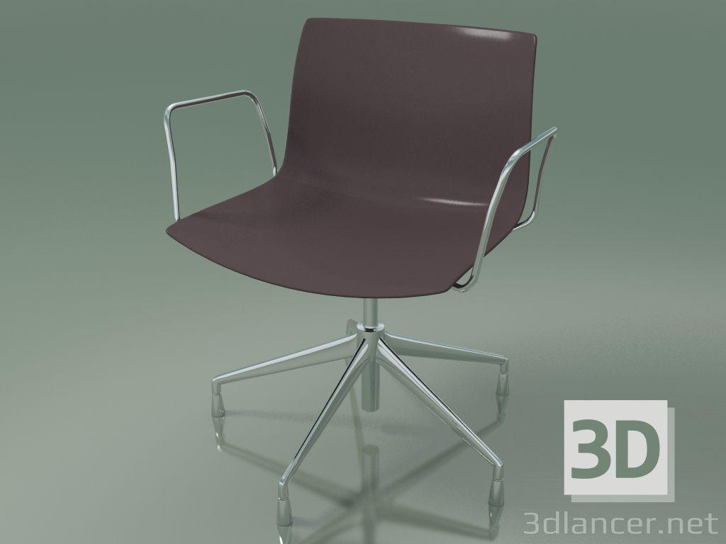 3d model Chair 0233 (5 legs, with armrests, chrome, polypropylene PO00404) - preview