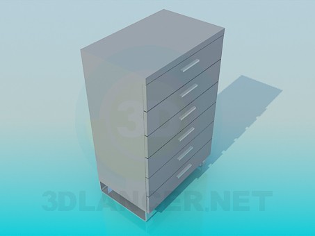 3d model Tall narrow chest of drawers - preview