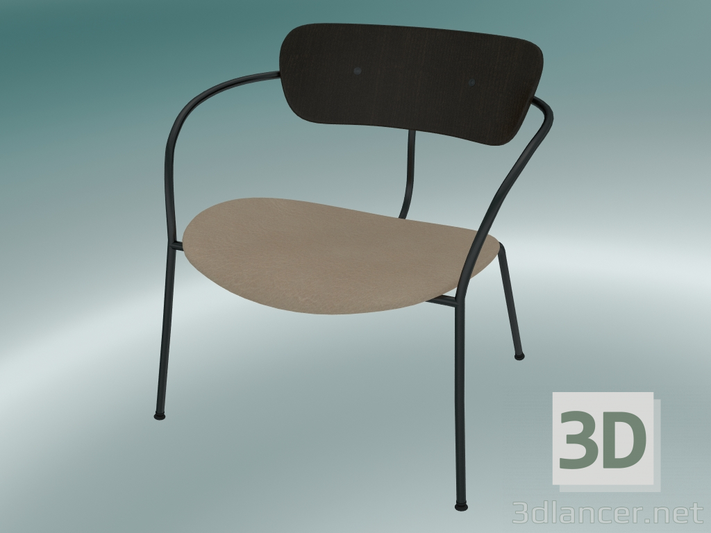 3d model Pabellón de silla (AV6, H 70cm, 65x69cm, Nogal, Cuero - Anilina de seda) - vista previa