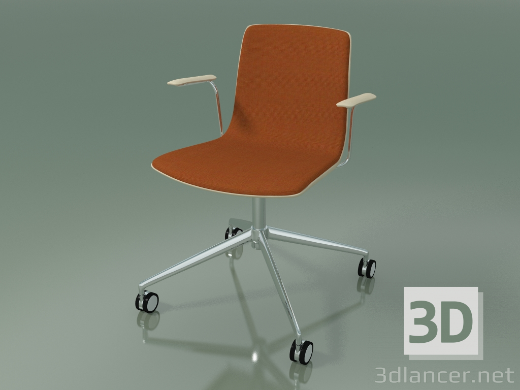 modèle 3D Chaise 5918 (sur roulettes, avec rembourrage à l'avant, avec accoudoirs, bouleau blanc) - preview