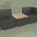 3d model Modular sofa Malta (Set 1, Black leather) - preview