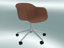 Крісло з газліфтом Fiber (Cognac Silk leather, Aluminum)