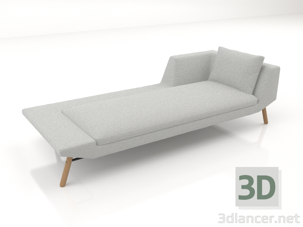 modello 3D Chaise longue 240 con bracciolo a destra (gambe in legno) - anteprima